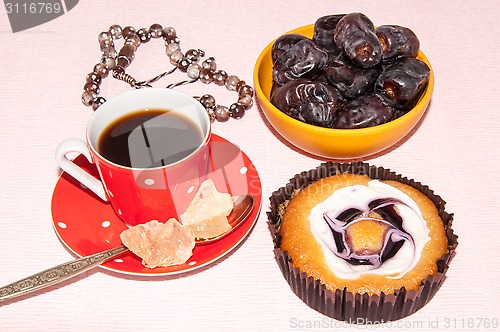 Image of Coffee dates cake and crystal sugar navat