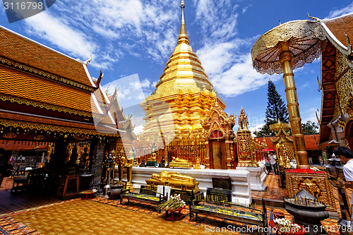 Image of golden stupa, chiang mai, thailand