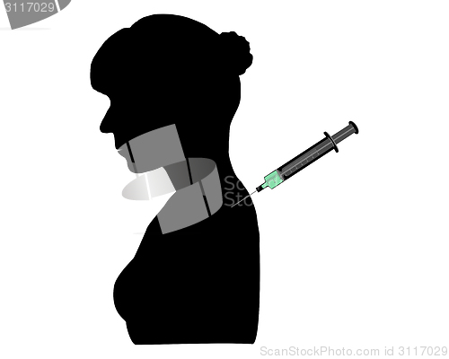 Image of Illustration about a woman who gets an immunization 