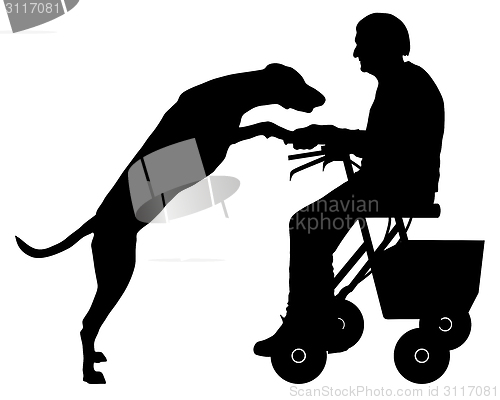 Image of Old woman with dog