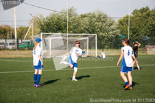 Image of The girls play soccer