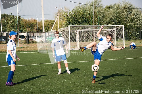 Image of The girls play soccer