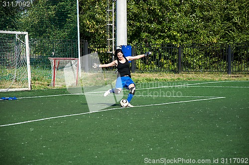 Image of The girls play soccer