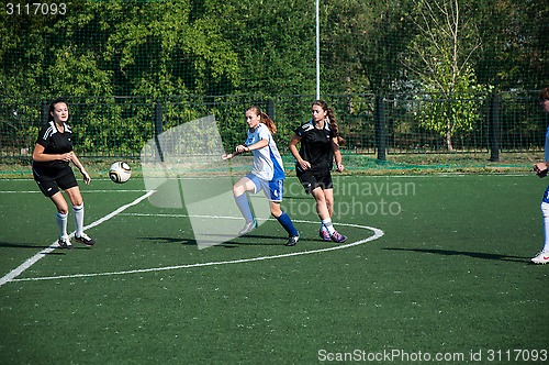 Image of The girls play soccer
