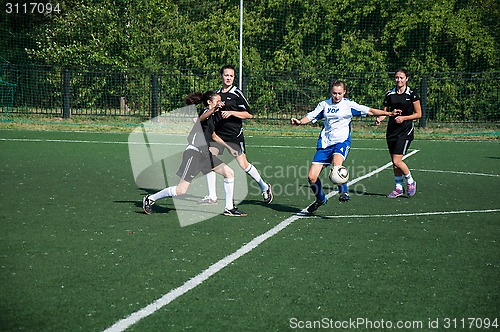 Image of The girls play soccer