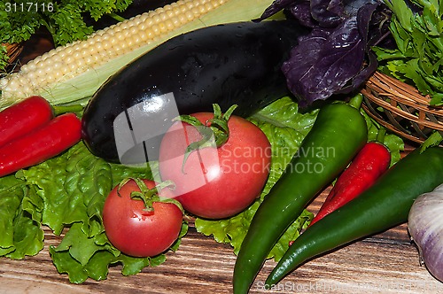 Image of Eggplant and fresh herbs