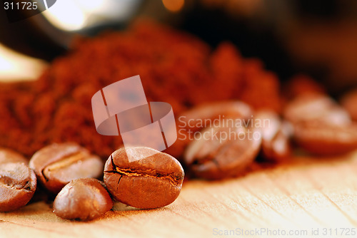 Image of Coffee beans and ground coffee