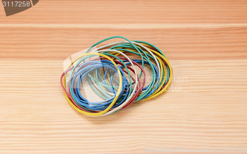 Image of Small pile of coloured elastic bands