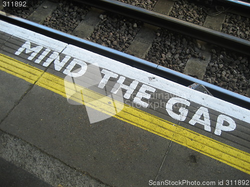 Image of Mind the gap, warning on London tube station