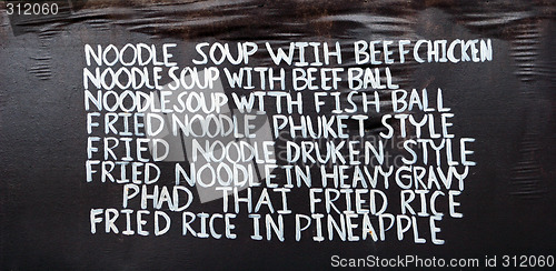 Image of Thailand menu