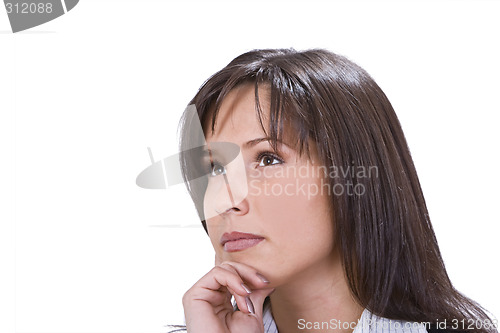 Image of Brunette thinking