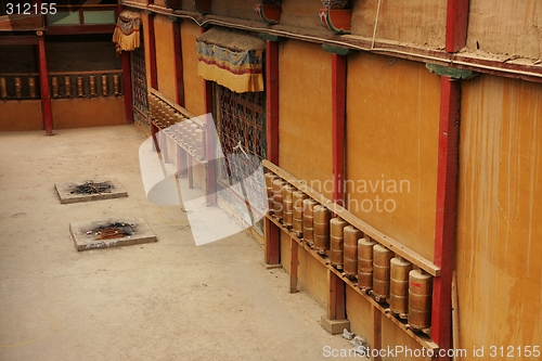 Image of Tibetan prayer wheels