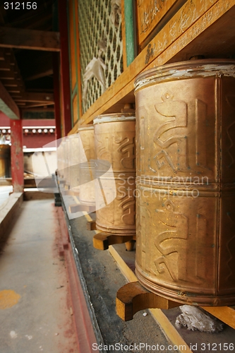 Image of Tibetan prayer wheels