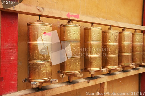 Image of Tibetan prayer wheels