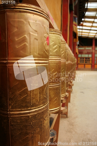 Image of Tibetan prayer wheels