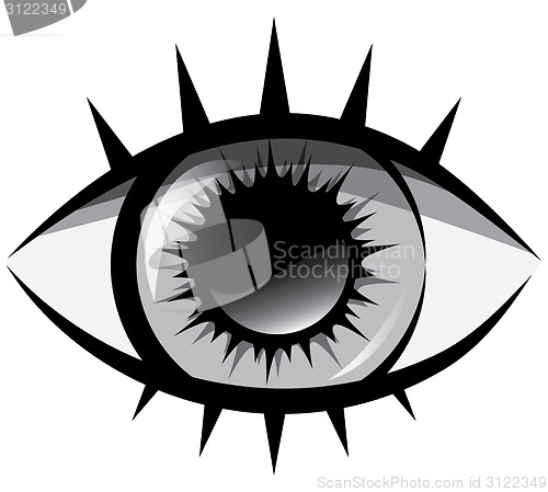 Image of Vector black and white illustration. The human eye