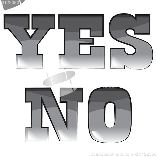 Image of Vector black and white illustration. words "yes" and "no"