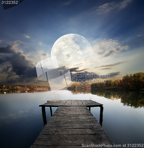 Image of Pier under moon