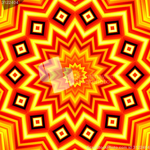 Image of Yellow-red star kaleidoscope background