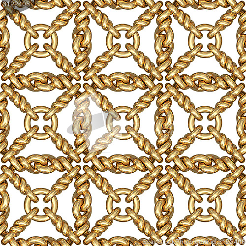 Image of Seamless pattern of gold wire mesh or fence on white
