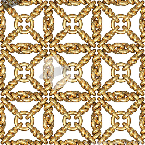 Image of Seamless pattern of gold wire mesh or fence on white