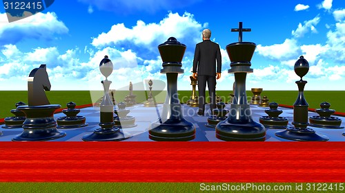 Image of Businessman on chess board