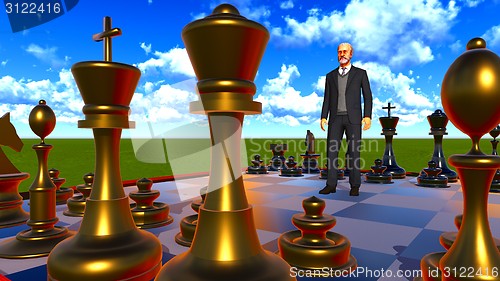 Image of Businessman on chess board