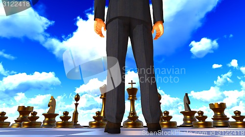 Image of Businessman on chess board