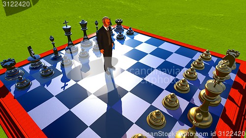 Image of Businessman on chess board