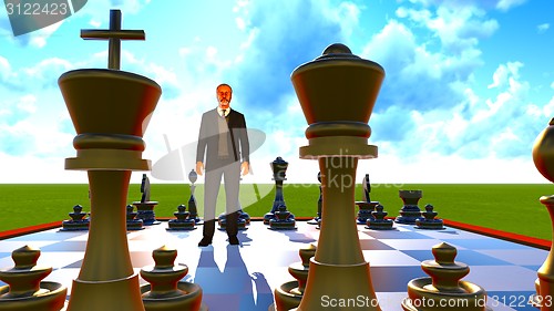 Image of Businessman on chess board