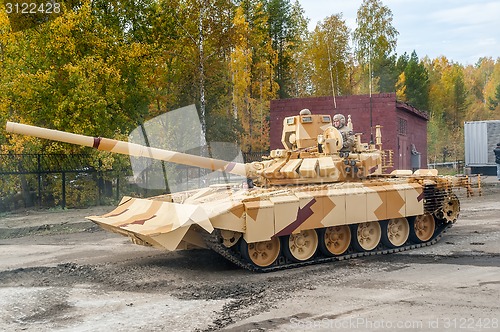 Image of Modified T-72 with additional protection kit