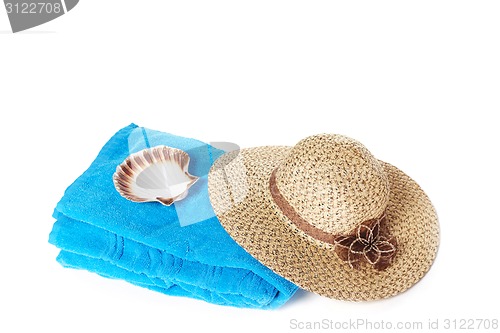 Image of Beach items isolated on white 