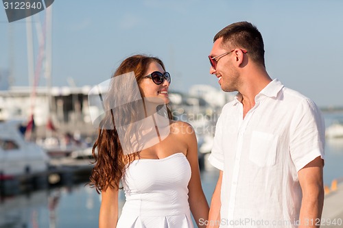 Image of smiling couple in city