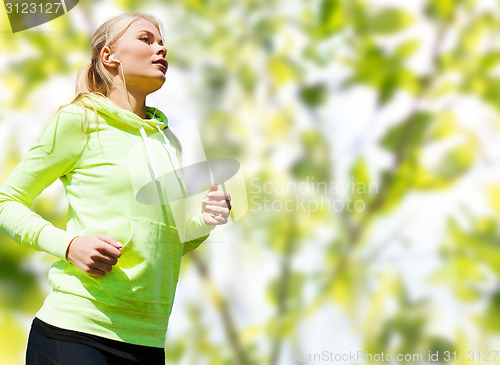 Image of happy woman running or jogging