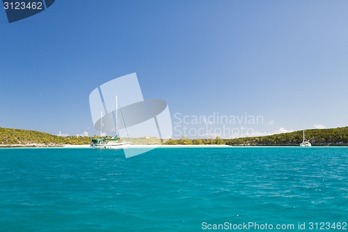 Image of white boat at blue sea