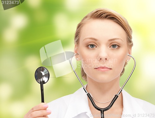 Image of young female doctor with stethoscope