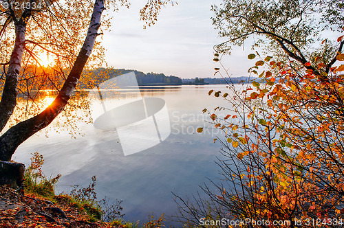 Image of Autumn sunset on the lake