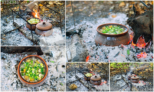 Image of Collage - cooking in the pot 