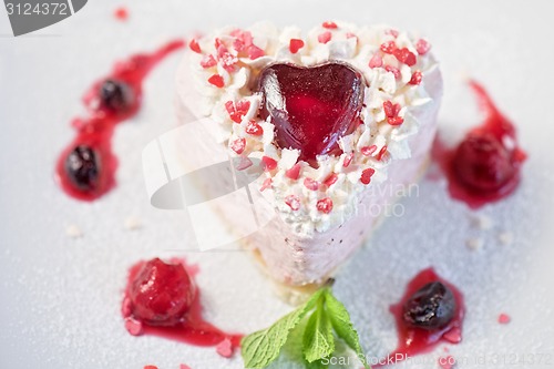 Image of heart-shaped valentine cake