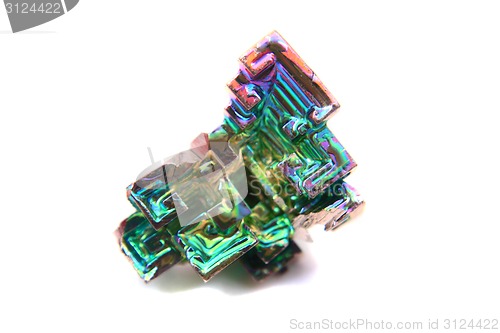 Image of color bismuth crystal isolated 
