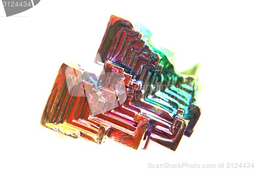 Image of color bismuth crystal isolated 