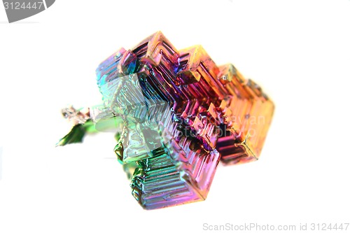 Image of color bismuth crystal isolated 