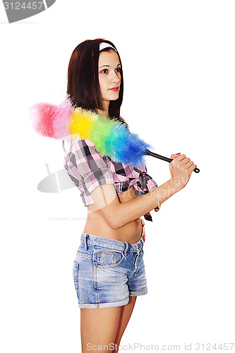 Image of woman maid dusting