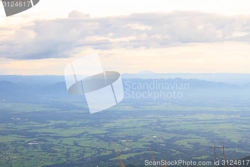 Image of  green mountains and forest on top veiw