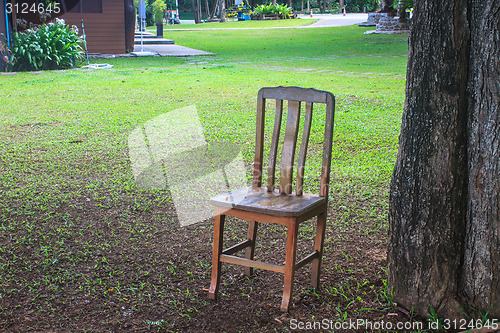 Image of chair on grass in the garden