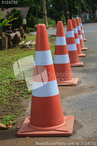 Image of traffic warning cone  in parking area