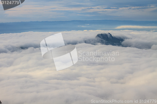 Image of sea of fog with forests as foreground