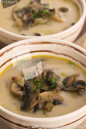 Image of mushroom soup on a table