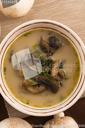 Image of mushroom soup on a table