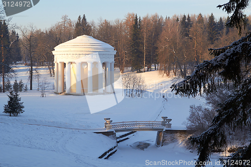 Image of Temple of Friendship winter sunny day Pavlovsk, Russia